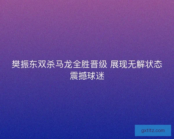 樊振东双杀马龙全胜晋级 展现无解状态震撼球迷